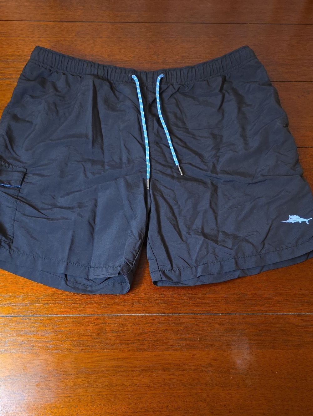 Tommy Bahama Men's Navy Swim Trunks with Light Blue Drawstring Size L
